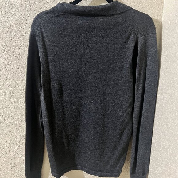 Bonobos 100% Extra Fine Merino Wool Long-Sleeve Quarter Zip Dark Gray Polo Shirt - Picture 3 of 4